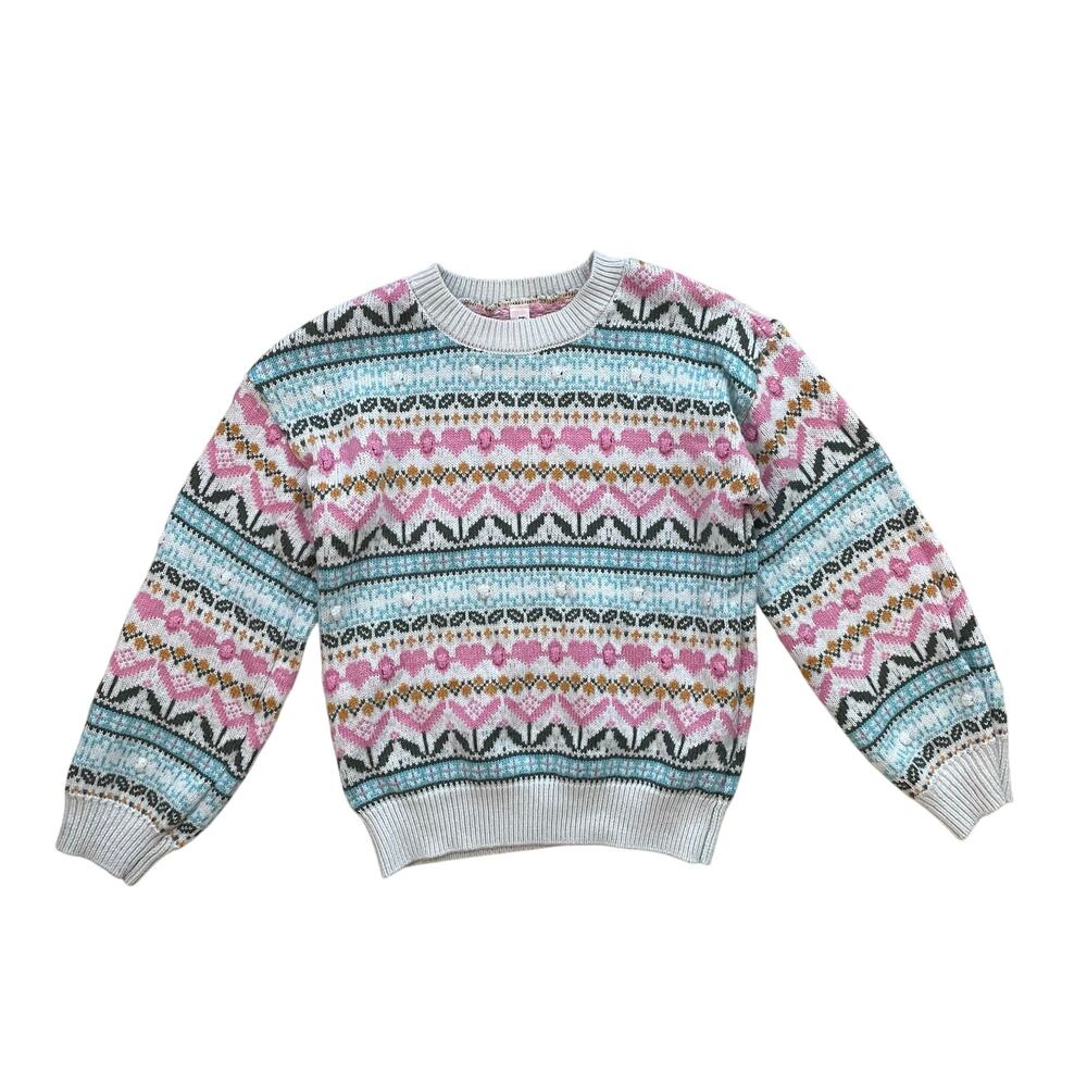 Franki by Francesca’s Girls Sweater Size 12 Fair Isle Knit Pullover Multicolor